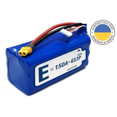 Аккумуляторная батарея 6S3P Energy Life 12000 мАч EVE 21700-40P Li-Ion 10AWG XT60-F горизонтальная сборка (002)