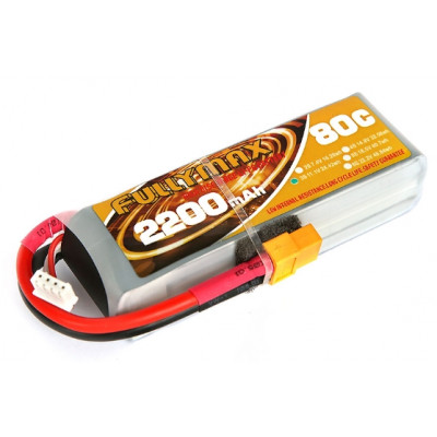 Акумулятор Fullymax 11.1V 2200mAh Li-Po 3S 80C XT60 (для T-REX 450)