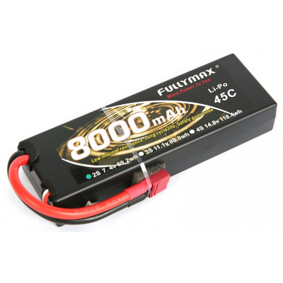 Акумулятор Fullymax 7.4V 8000mAh Li-Po 2S2P 45C, T-plug HardCase