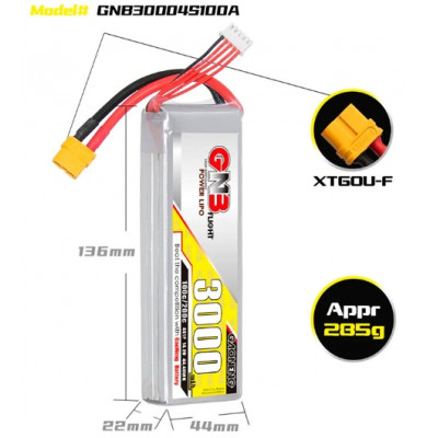 Акумулятор GNB 14.8V 3000mah 100C Li-Po 4S1P XT60