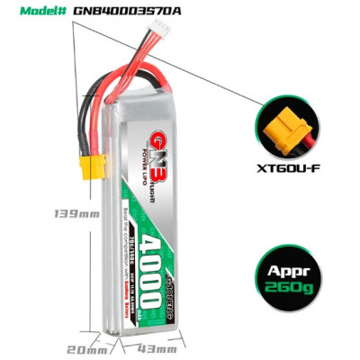 Акумулятор GNB 11.1V 4000mah 70C 3S1P XT60U