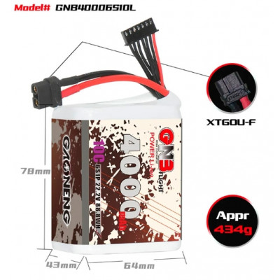 Акумулятор GNB 22.2V 4000mah 10C 6S1P 21700 (XT60U)