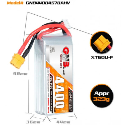 Акумулятор GNB 15.2V 4400mah 70C 4S1P HV XT60U