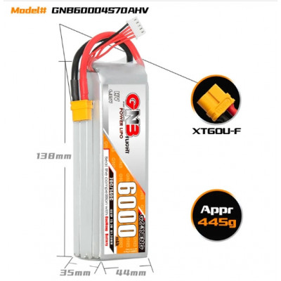 Акумулятор GNB 15.2V 6000mah 70C Li-Po 4S1P HV XT60