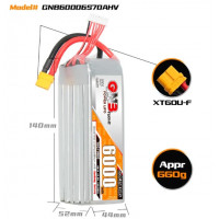 Акумулятор GNB 22.8V 6000mah 70C Li-Po 6S1P HV XT60