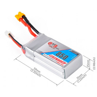 Акумулятор GNB 7.4V 850mah 80C Li-Po 2S1P SQUARE TYPE XT30