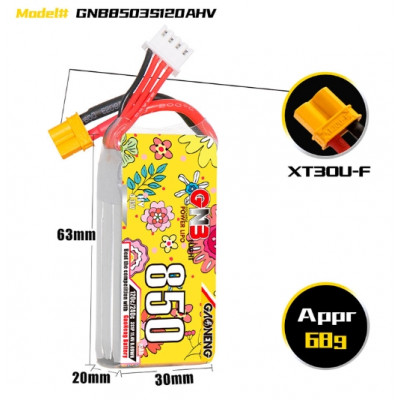 Акумулятор GNB 11.4V 850mah 120C Li-Po 3S1P HV XT30