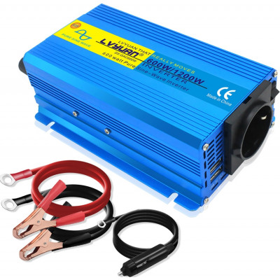 Інвертор  IPOWER-LVYUAN 12 - 220 В 600 Вт / 1200 Вт чистий синус