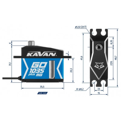 Сервопривід 45г Kavan GO-1035MGP 22кг/0.07с/8.4В