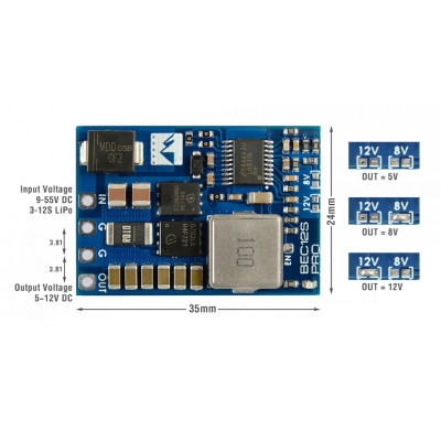 Регулятор живлення Matek BEC 12S PRO 6-55V - 5V/8V/12V 5A
