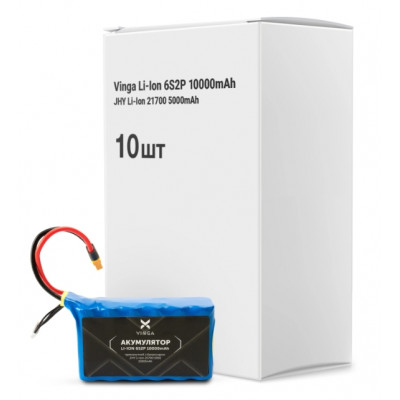 Акумуляторний блок Vinga Li-Ion 6S2P 10000mAh коробка 10 шт (JHY Li-Ion 21700 5000mAh) (V6S2P-10PCS-10000MAH)